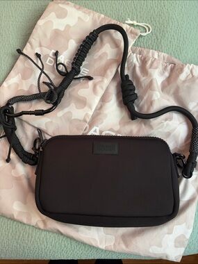 Dagne Dover Black Neoprene Nora Crossbody Bag + Carabiner Strap